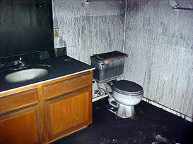 smoke damage in a bathroom