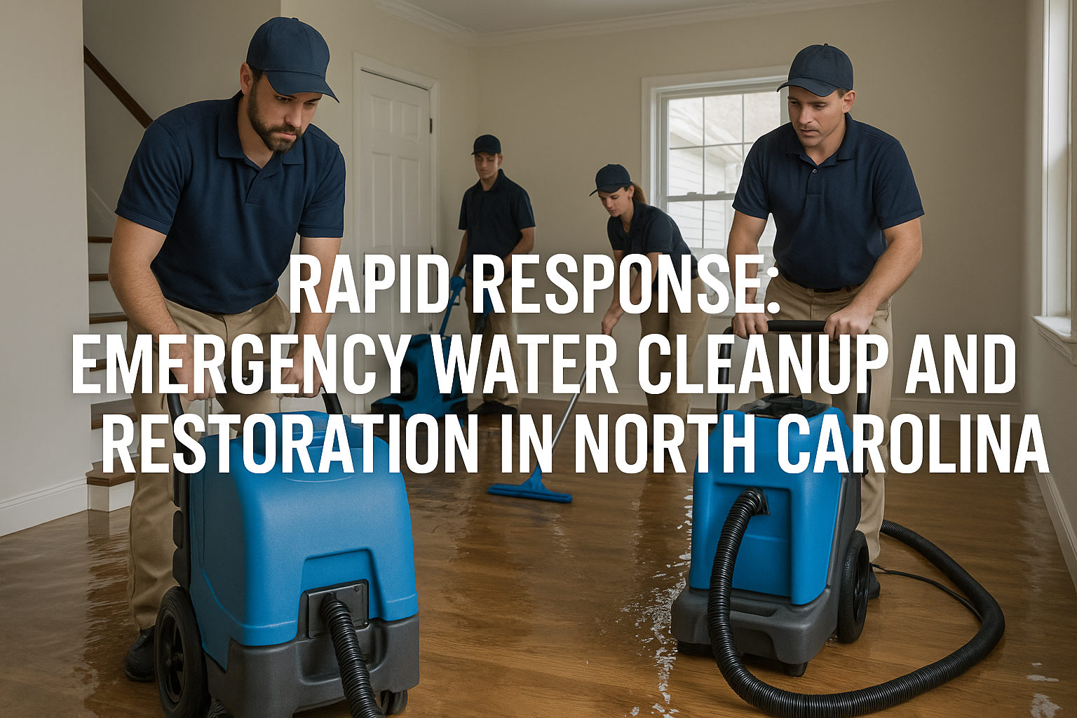 Restoration team performing emergency water extraction in a North Carolina home.