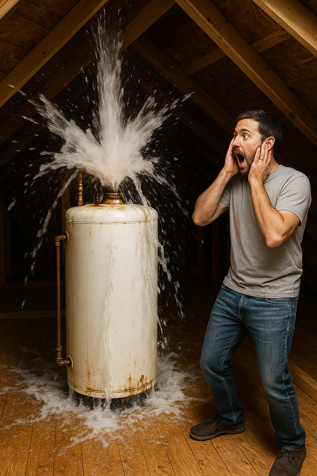 Homeowner terrified as hot water heater explodes in attic causing water damage in Raleigh