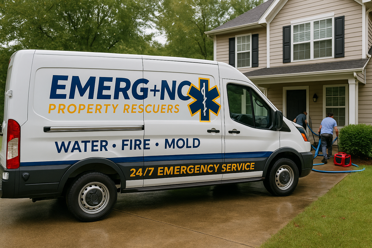 EMERG+NC water and fire damage restoration team in Raleigh, Fuquay Varina, and Holly Springs.