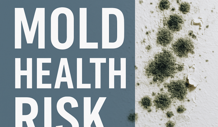 EMERG+NC branded emergency response graphic showing mold contamination risk after flooding and extreme weather in North Carolina.
