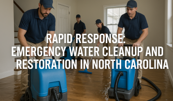 Restoration team performing emergency water extraction in a North Carolina home.