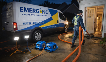 Emergency water damage restoration team responding to a residential water loss in Raleigh, NC