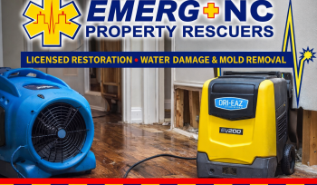 Emergency water damage restoration equipment drying a Raleigh NC home after a major water loss