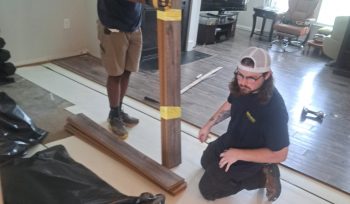 Water damage restoration and structural drying equipment set up after a second-floor bathroom overflow in New Hill NC