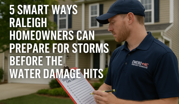 EMERG+NC technician preparing Raleigh home for storm season