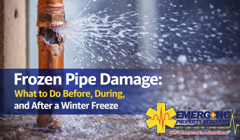 Frozen pipe burst causing water damage inside a North Carolina home during a winter freeze