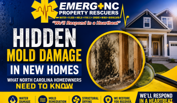 Hidden mold damage from water leaks in a North Carolina home inspected by EMERG+NC Property Rescuers