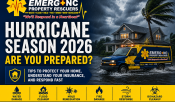 EMERG+NC Property Rescuers hurricane season 2026 storm and flood damage preparedness in Raleigh NC