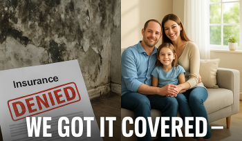 Before and after photos of a Raleigh home restored from water damage through full insurance coverage.