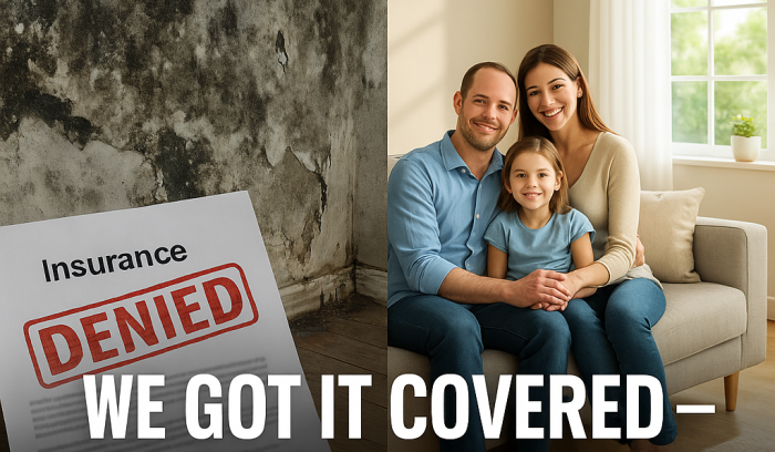 Before and after photos of a Raleigh home restored from water damage through full insurance coverage.