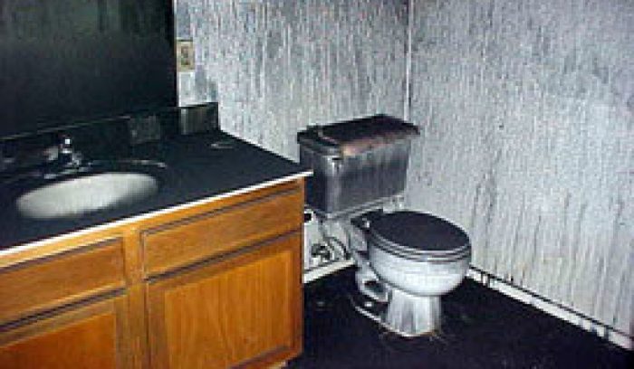 smoke damage in a bathroom